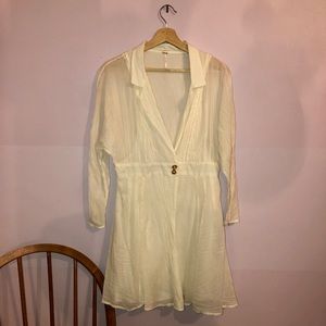 Long sleeve white wrap mini dress